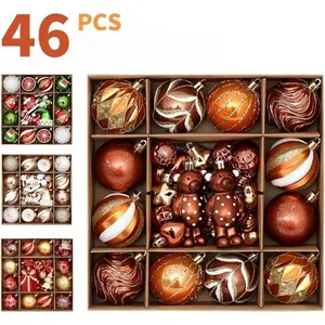 46Pcs Christmas Balls Ornaments Set, Shatterproof Plastic Christmas Tree Ornaments with Reusable Gift Package, 2026 Xmas Hanging Decorations