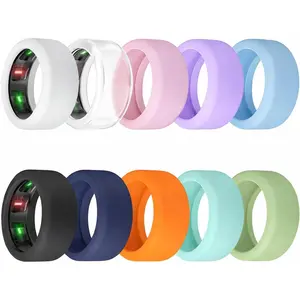 10 Pack Ring Cover Compatible with Oura Ring Gen 4/4 Ceramic, Gen 3, Anti-Scratch Elastic  Protector Case for Men Women Working Out Gym,Sizes S (5,6,7,8,9), Multicolor