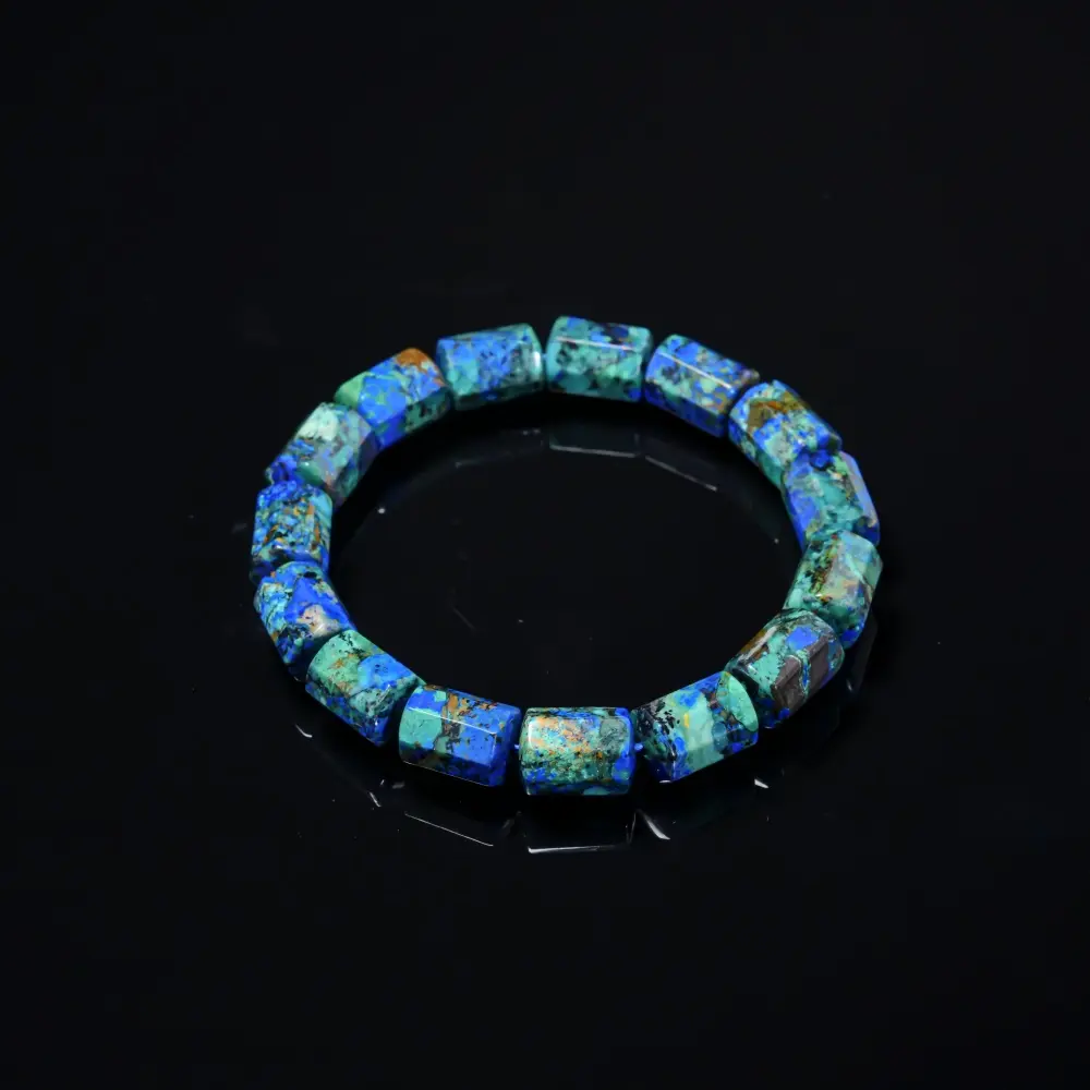 Rare Natural Azurite Tile Bracelet - Grade A+ "Stone of the Heaven" for Deep Intuition & Wisdom