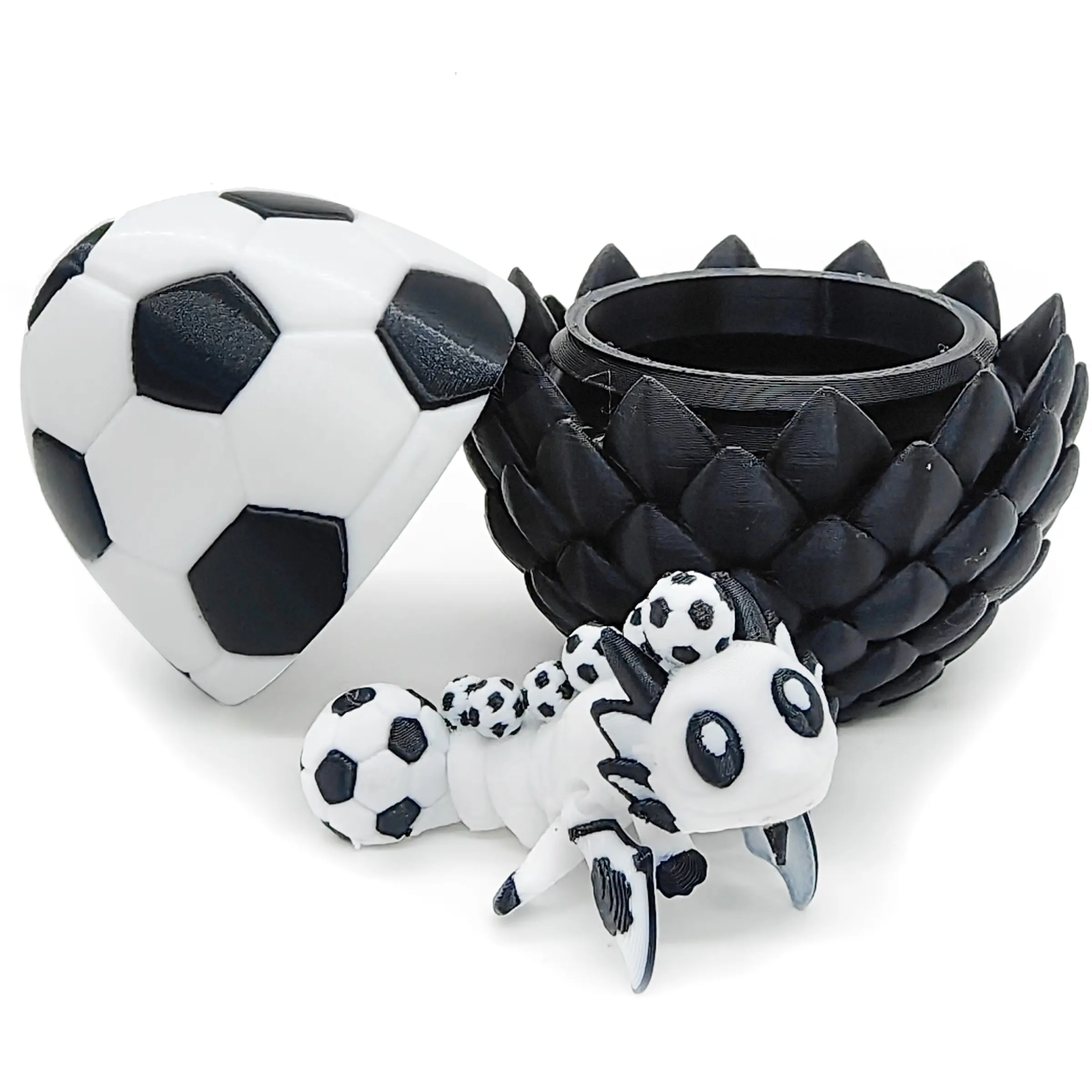 3D Printed Football Dragon Egg and Soccer Dragon Statue, Decorative Animal Sculpture for Home Office, Unique Gift Idea, Easter Basket Filler