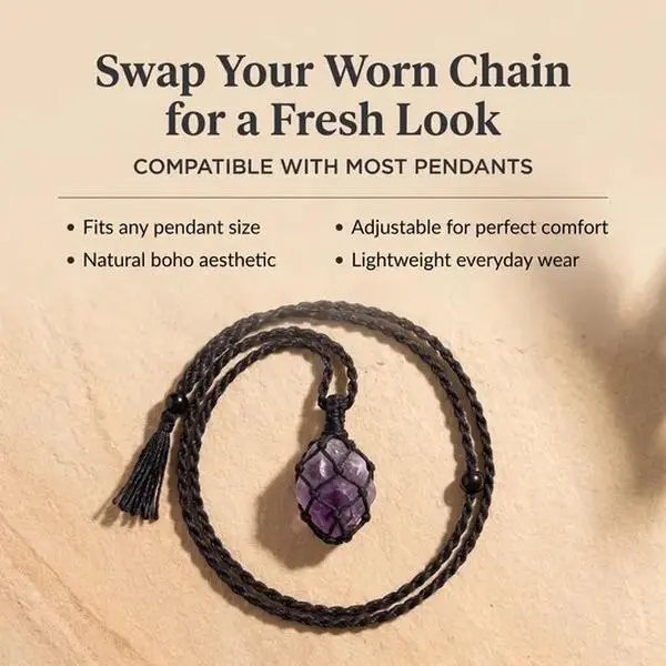 Pendant Necklace Cord – Braided Cotton Rope or Black Choker Cord – Replacement Necklace Chain – Jewelry Accessory