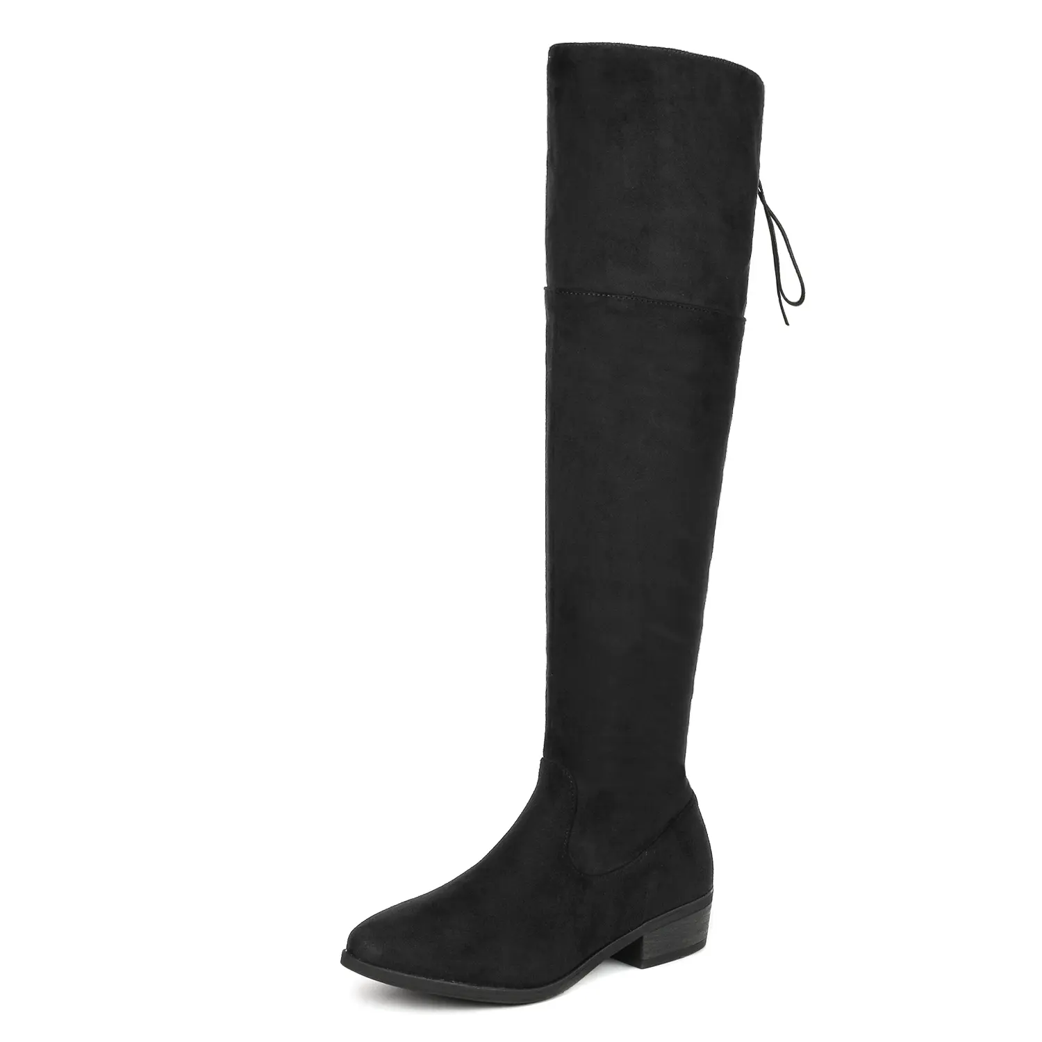 Dream Pairs Women's Suede Over-The-Knee Riding Boots, Casual Wear with Low Block Heel, Round Toe, Zip Closure and Elastic Back, Footwear, Soft Suede, Suede Upper