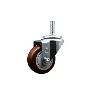 Polyurethane Swivel Threaded Stem Caster w/3" x 1.25" Maroon Wheel and 5/8" Stem - 300 lbs Capacity/Caster - Service Caster Brand
