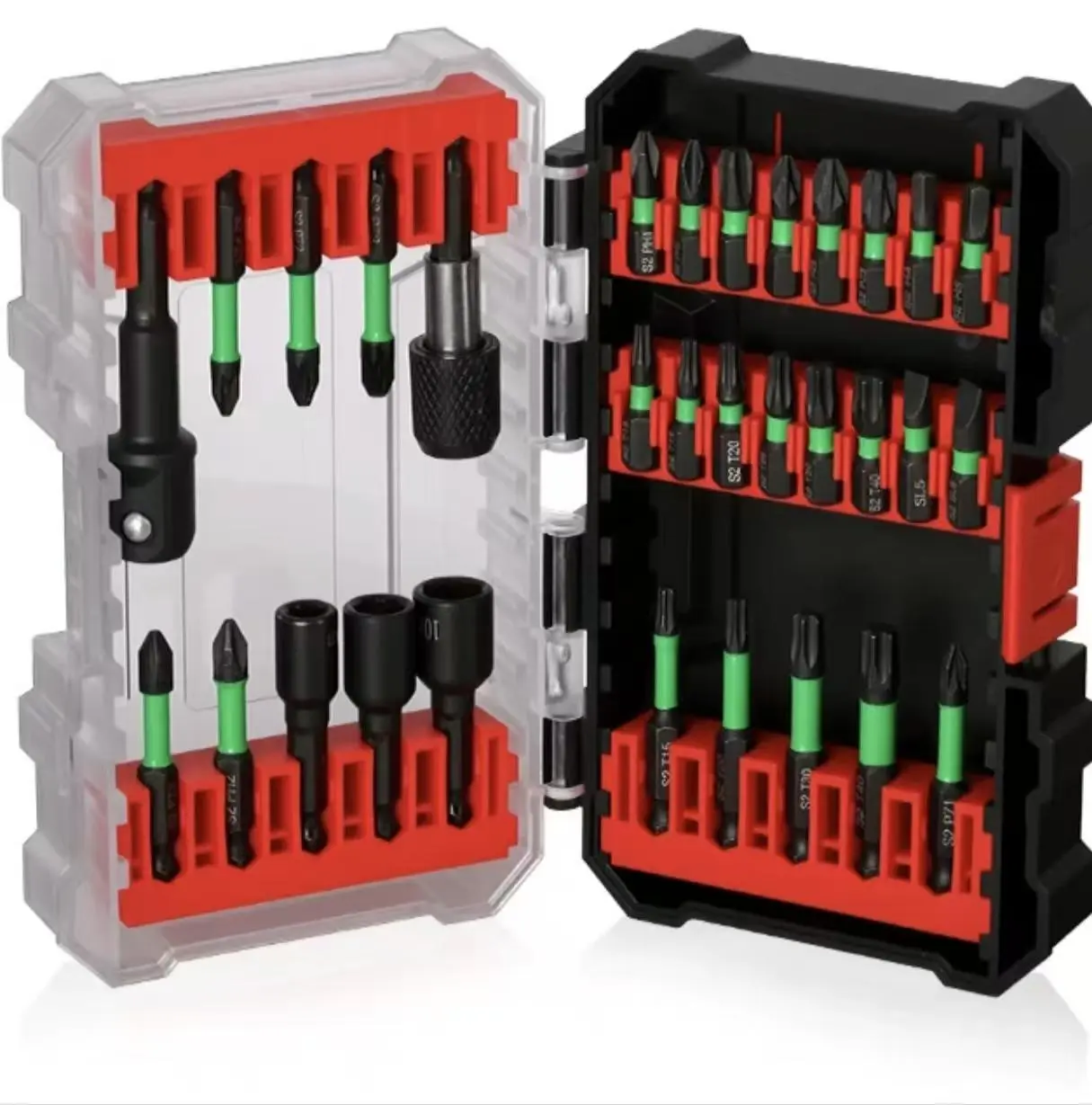 31PCS Magnetic Screwdriver Bit Set with Socket Adapters, S2 Steel Impact Driver Drill Bits Kit, Phillips Torx Hex, Quick Change Bit Holder