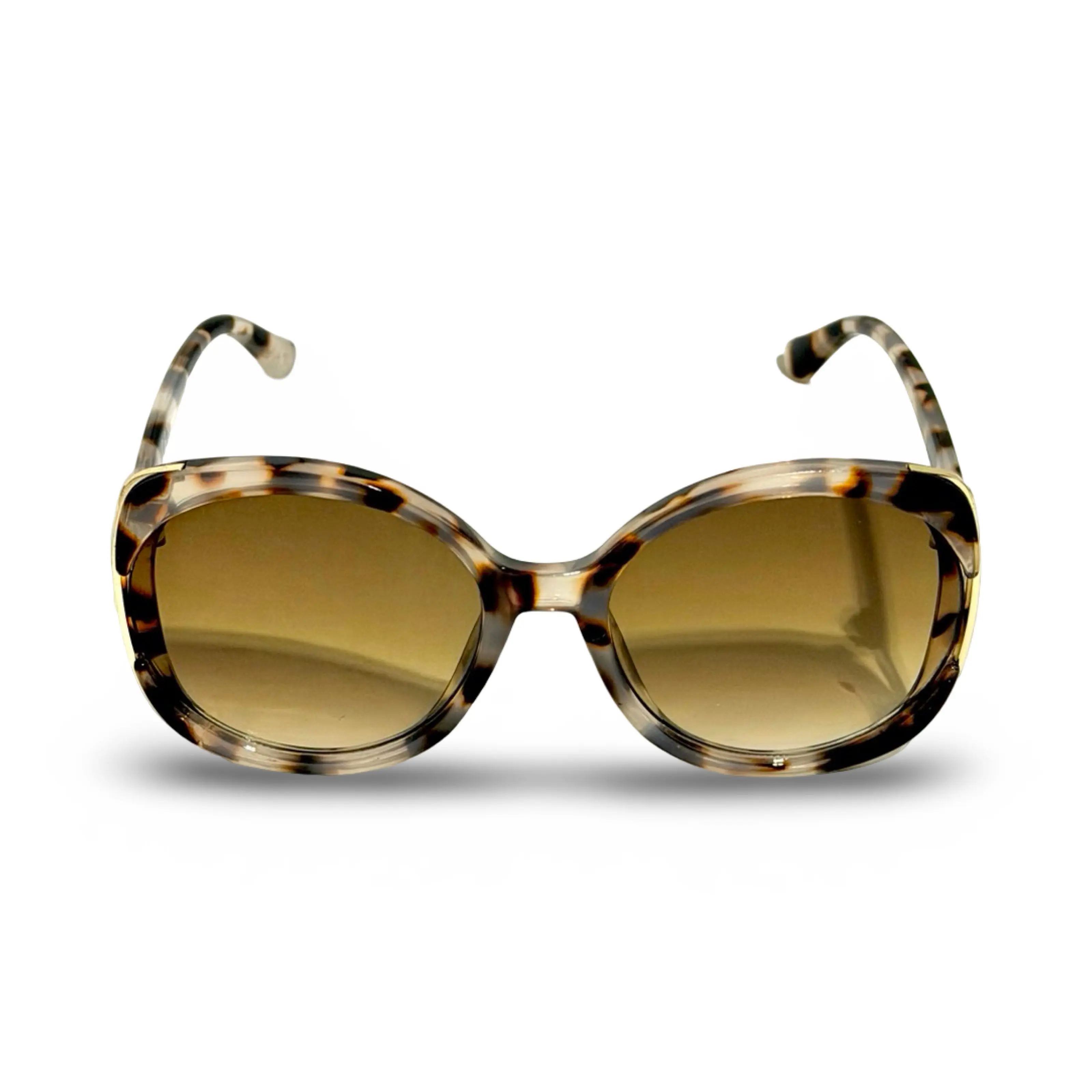1990'S TAHARI CREAM TORTOISE GOLD ACCENT OVERSIZED SUNGLASSES