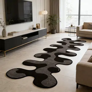 Vintage Wave Pattern Long Rug, Soft Comfortable Washable Carpet, Home Decor for Living Room, Sofa, Hallway, Bathroom, Kitchen