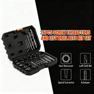 26Pcs Multi Nut Bolt and Screw Extractor，Multi-Spline Bolt Remover Tools，Easy Out Broken Lug Nut Extraction Socket Set for Damaged,Frozen,Studs,Rusted,Rounded-Off Bolts,Screws，35#CR-MO 42#CR-MO 6542/4341 HSS Steel Cobalt B