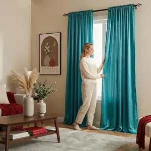 Window Wear 2 Panels 52X90Inch Heavy Crushed Sateen Curtains Rod Pocket 160-180G Machine Washable Christmas New Year Bedroom Ready Home Textile Da01