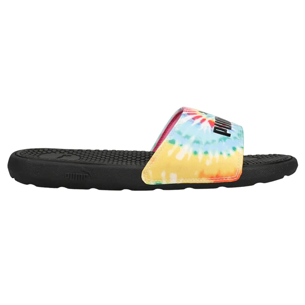 PUMA Womens Cool Cat Tie Dye Slide Casual Sandals Casual Low Heel 1-2" - Blue, Yellow PUMA Womens Cool Cat Tie Dye Slide Casual Sandals Casual Low Heel 1-2" - Blue, Yellow
