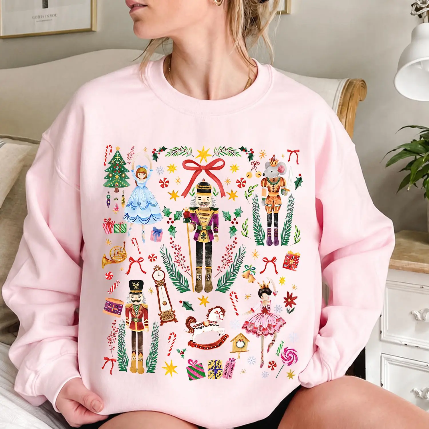 Vintage Christmas Nutcracker Sweatshirt, Retro Nutcracker Ballet Crewneck, Festive Holiday Pullover, Gildan Christmas Sweater, Gift for Him or Her, Women's Long Sleeve