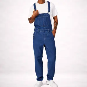 ESDVQ Men's Retro Basic Denim Bib Overalls - Menswear Basic Denim Fabric Loose-Fitting Stretch Dungarees with Pockets for Construction, Casual Wear (All Seasons),summervibes