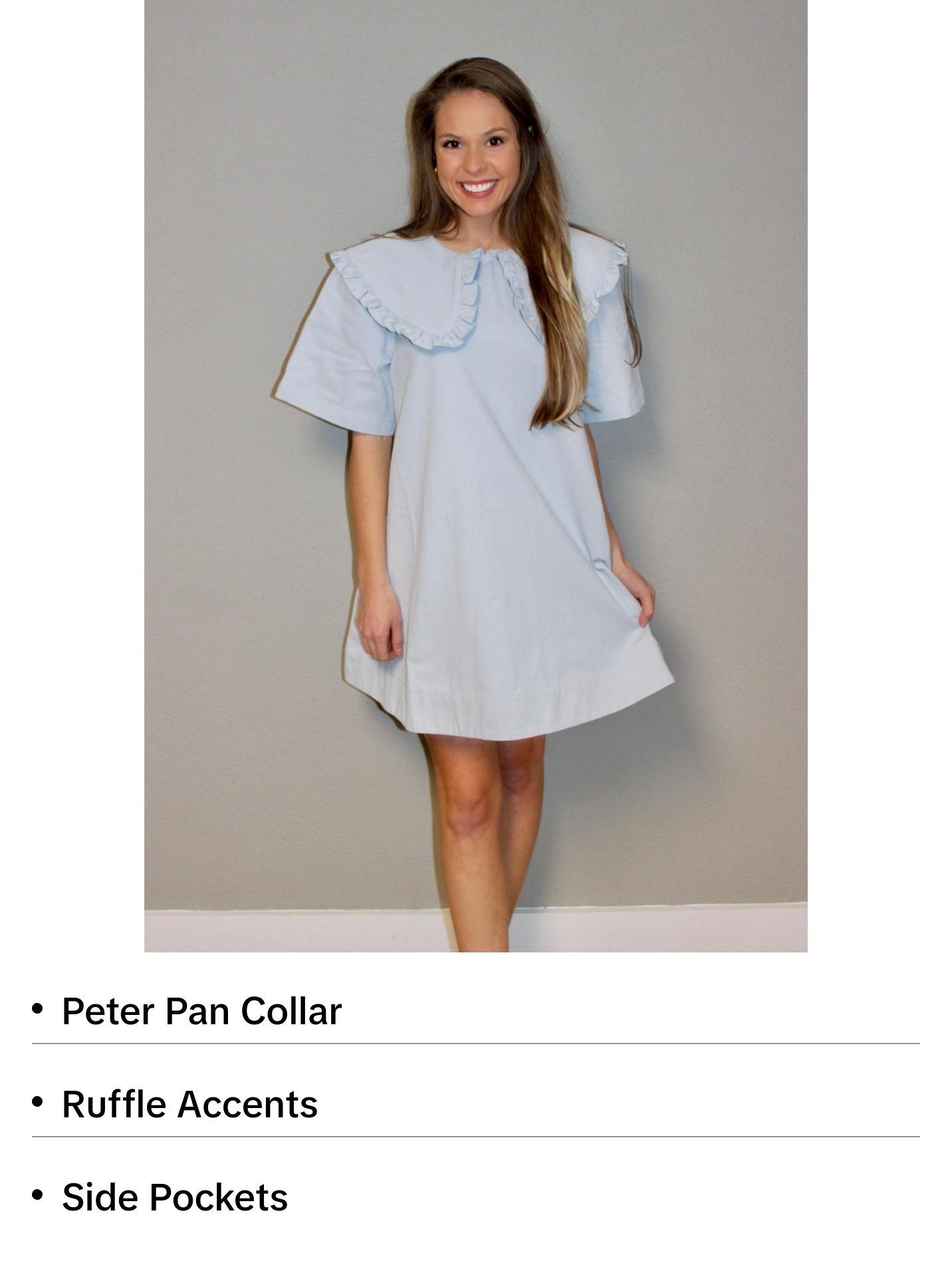 LIGHT BLUE PETER PAN COLLAR DRESS sun  dress spring  break  outfit elegant fashion