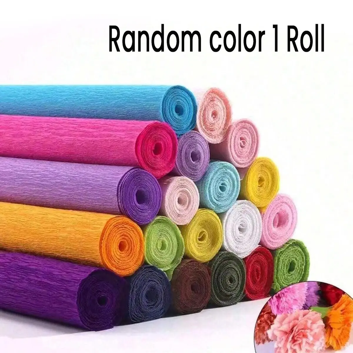 Thickened Long Crepe Paper Roll, Colorful Whole Roll for Flower Making, Origami, Party Decor, Wedding Bouquets, Wrapping, Bouquet Wrappers, Craft Supplies