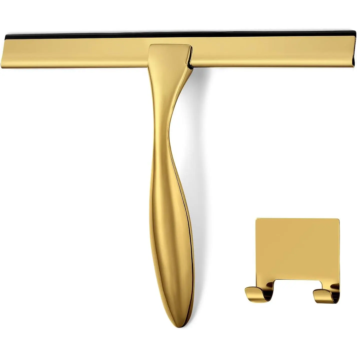 10-Inch Durable Brass-Stainless Steel Household Squeegee - Bathroom Cleaning Tool with Flexible Blade, Smooth Glide, Streak-Free for Glass and Shower Doors, Easy Storage