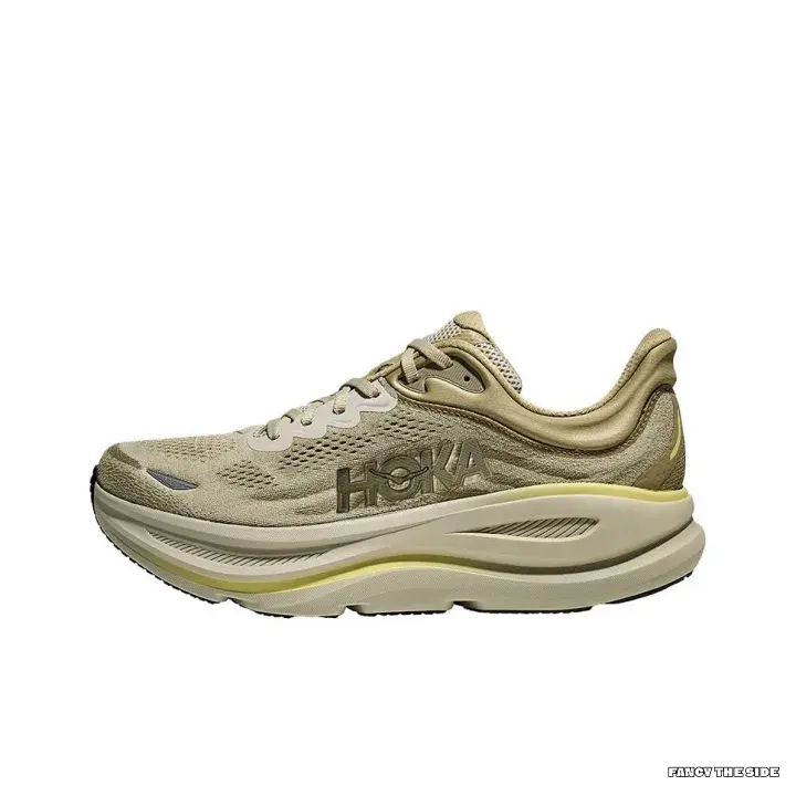 Low Top Running Sneakers | Beige Breathable Mesh Upper with Soft Matching Collar | Two-tone Cream and Light Yellow Thick Cushioned Outsole for Daily Jogging & Walking