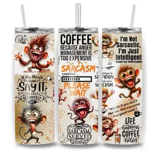 Coffee because anger management is too expensive 20oz Stainless Steel Tumbler Durable Eco-Friendly 20-ounce Straight Tumbler with Customizable Prints for Hot or Cold Drinks
