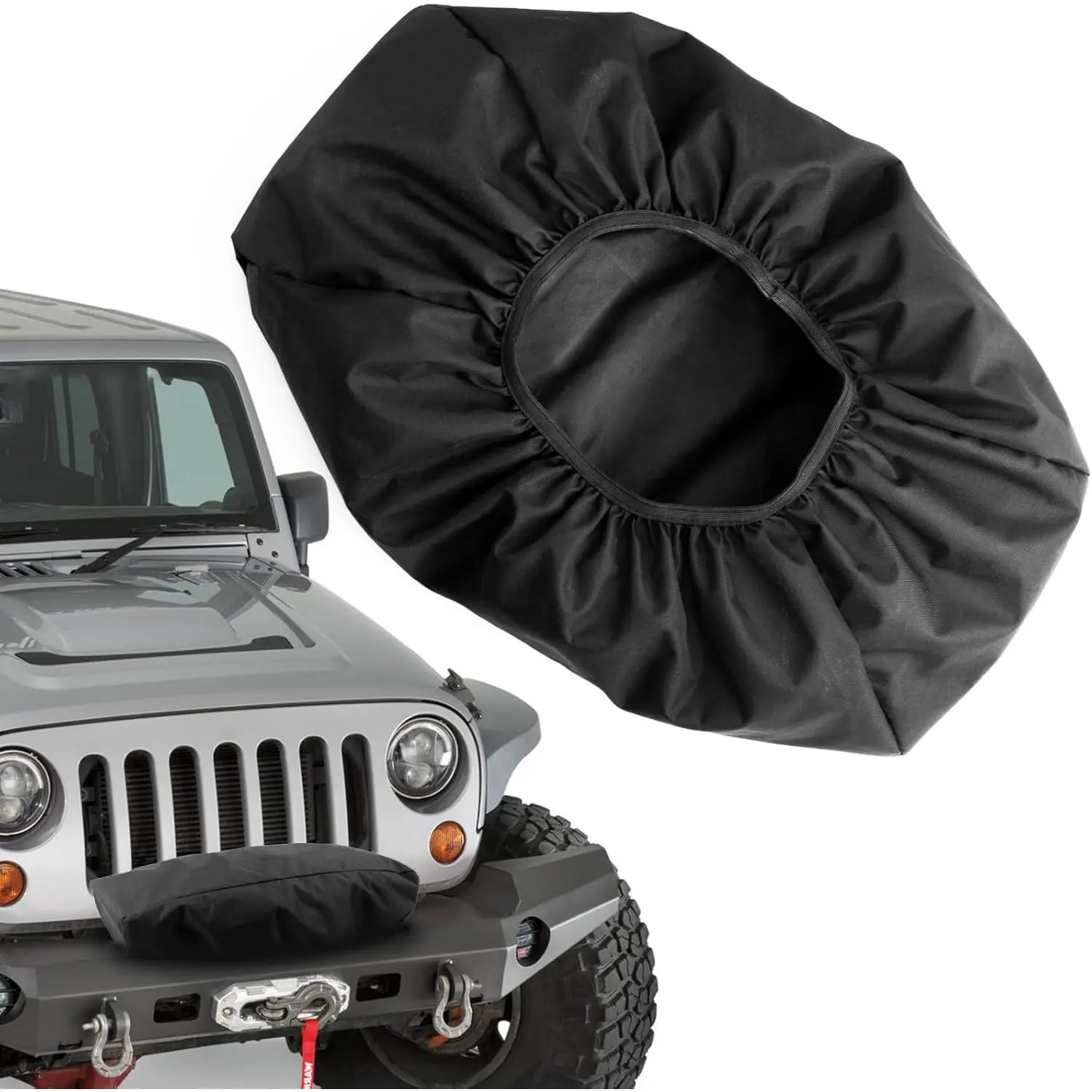 Winch Cover, Newly Upgraded Heavy-Duty  1200D Oxford Fabric Cover for 12500-17500 lbs Electric Winches, Dust-proof, Anti-UV, Durable (24.8" x 10.4" x 8.7")
