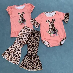 Easter bunny leopard design kids girls outfit