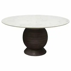 Round White Marble Top Dining Table