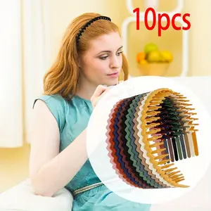10 Pack Plastic Hair Bands with Teeth, Thin Headbands for Women Girls Teens, Non Slip Hair Comb Head Bands Hair Accessories