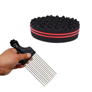 Curl Sponge Twist & Lift Combo with Black Handle and Red Stripes for Enhanced Hair Styling