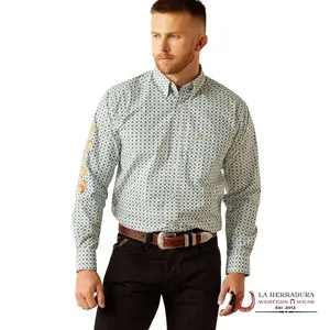 ARIAT MENS TEAM FRANKLIN BLUE/BROWN LONGSLEEVE SHIRT - 10058962