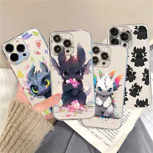 Unique Artistic Design Phone Case Anime T-Toothless Cartoon Night Fury Cute Couple Phone Case for IPhone 17 16 15 14 13 12 11 Pro Max Plus Air Cover Protective Drop-proof Retro Stylish Christmas Gift