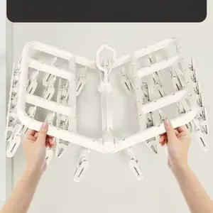 1 Rotating Socks Underwear Clothes Drying Rack with Multiple Clips, Foldable Thick Plastic Multi-functional Hanger, Suitable for Socks, Underwear, Small Clothing Items, Space-saving Drying Solution, Applicable to Bedroom, Dormitory, Travel and Other Scena