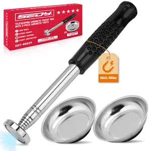 3 Pack Telescoping Magnetic Pickup Tool with Parts Tray, Magnet Stick Extendable up to 41in, Non-Slip Extendable Magnet Pickup Tool with 50lb Pull Force for Nail, Screws & Metal Debris Workshop Garage