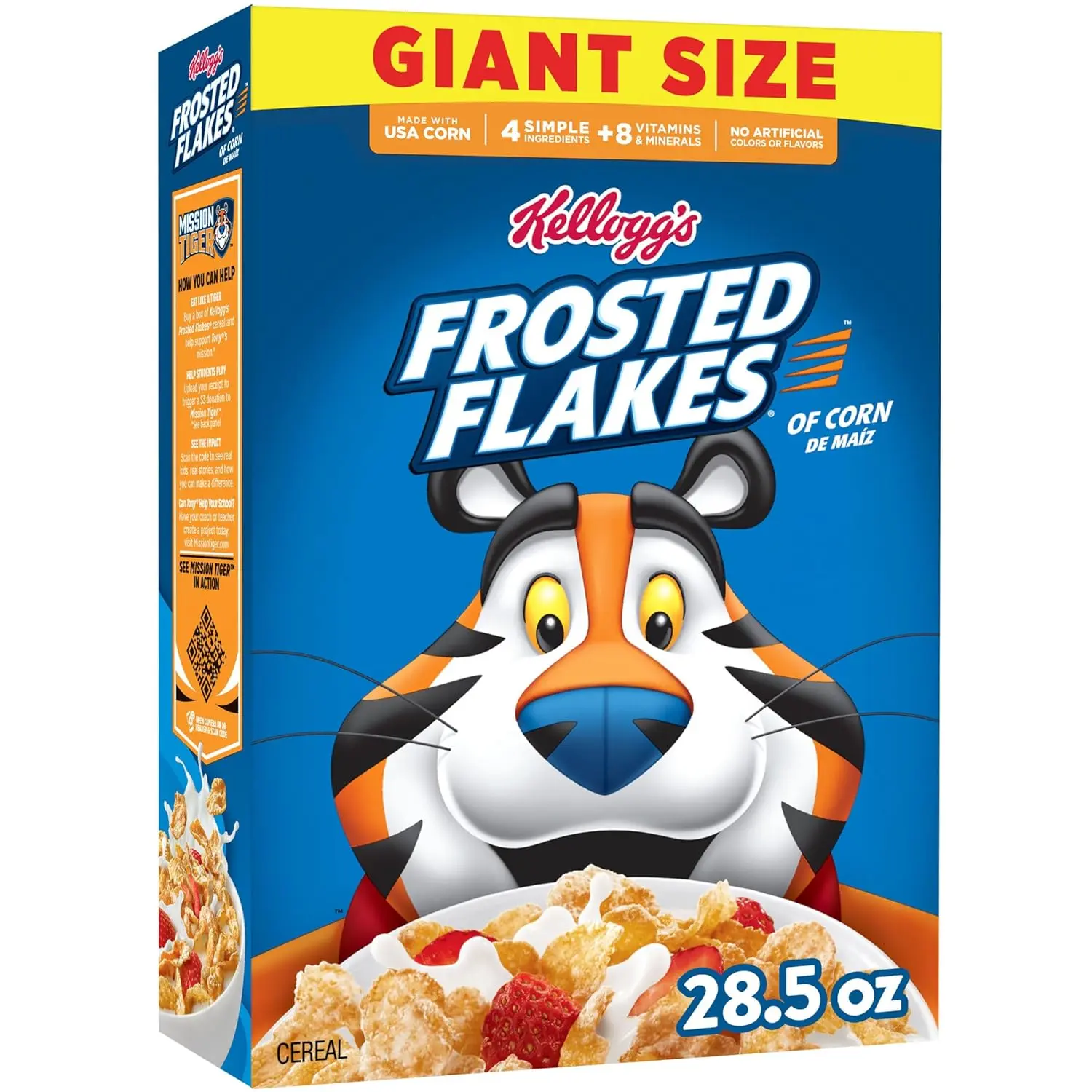 Kellogg's Frosted Flakes Breakfast Cereal - Fat-Free, Milk-Paired Food, Giant Size, 28.5 oz