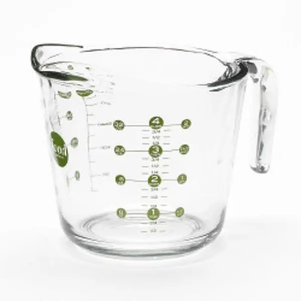 Anchor Hocking 32 oz Open-Handled Glass Measuring Cup - With Handle, Open Stock Household Use Kitchen Utensil, Model 55178OL13