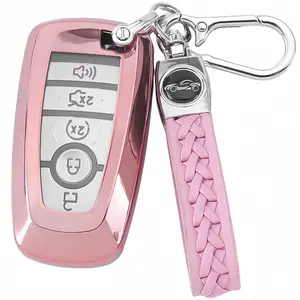 1 pc For Ford Key Fob Cover TPU Key Case Full Protector Car Key Accessory Compatible With Ford for Fusion for Explorer for Escape for F150 for F250 for F350 for F450 for F550 for Edge for Expedition