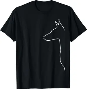 Women's 100% Cotton Garment - Comfortable Short-Sleeve Tropical Tee, Casual Beach T-Shirt with Doberman Pinscher Dobie Silhouette