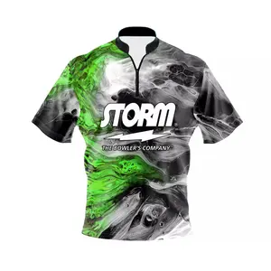 SALE Storm Green Lava Pattern Quick Zip Bowling Jersey Size S-5XL