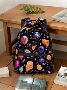 1pc Cosmic Sweets and Crystals Pattern Backpack - Lightweight & Stylish, Business Travel Bag, Multi-Layer, Suitable for Hiking, Party, Street Shooting, Commuting, Yoga, Shopping, Unisex