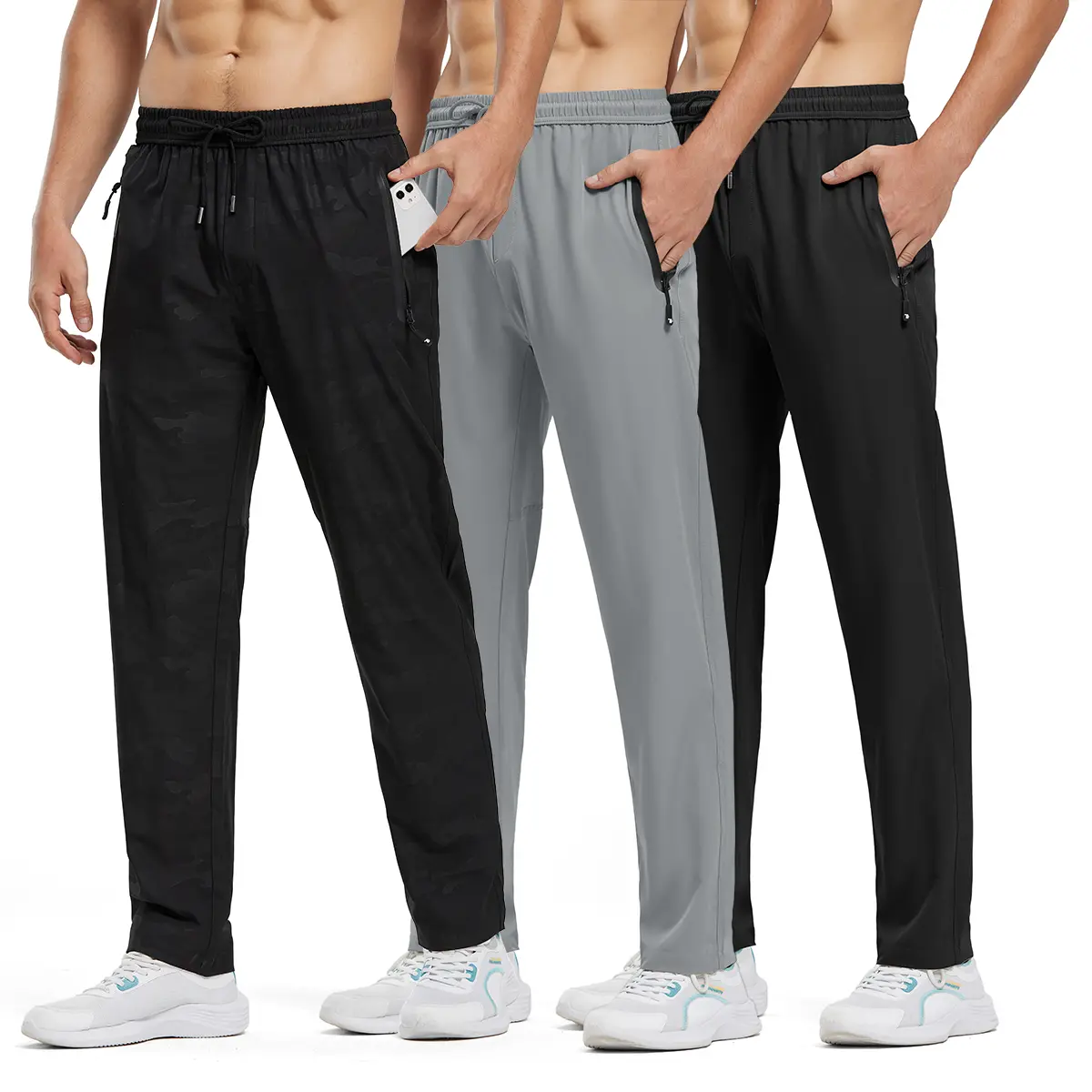 1/2/3 PACK GOPUNE Men's Lightweight Hiking Travel Pants Breathable Athletic Fishing Active Joggers Zipper Pockets CAMO outdoorfun