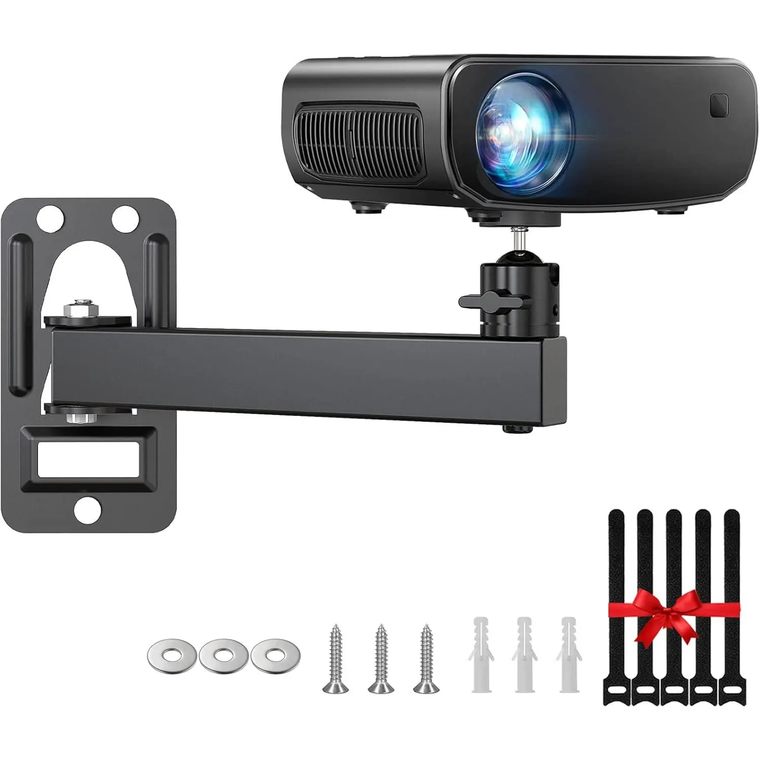 Mini Ceiling Wall Projector Mount Stand Adjustable Tilt&Swivel Hanging Projector Holder Wall Mount Hanger Rack for Mini Projector with Cable Ties