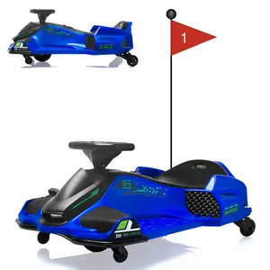 Gaomon 24V Kids Electric Drift Ride-On Car with Ride on Wheels - 180W Brushless Motor, Variable Speed, LED Lights, Battery-Powered Toy for Ages 8-14, Blue