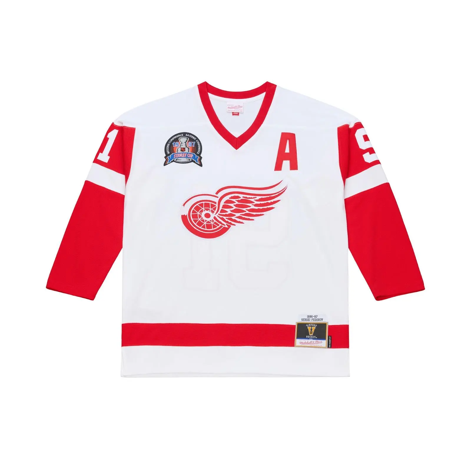 Sergei Fedorov Detroit Red Wings 1996-97 White Power Play Jersey NHL Throwback Hockey Fan Gear Mitchell & Ness