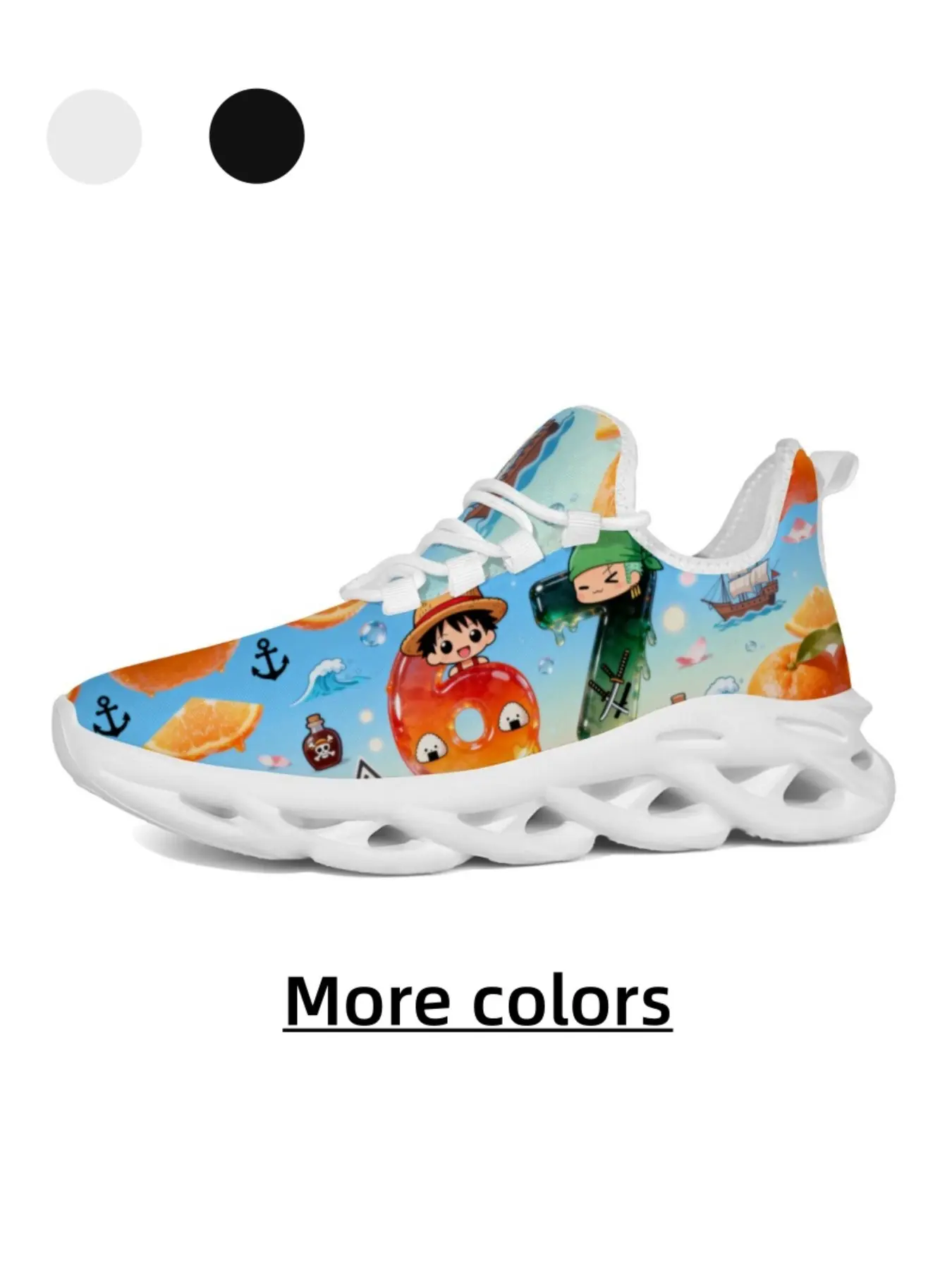 Minimalist & Fresh - Unisex Cartoon Nautical Style Orange & Donut Print Casual Sneakers, Sports Shoes - Skin-Friendly & Breathable, Non-Slip & Wear-Resistant, Versatile for Daily Outings, Campus Wear & Light Sports