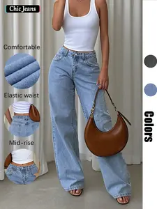 Women's Loose Fit High Waist Light Wash Denim Jeans, Casual Button Fly Pants, Perfect for Daily Wear, Parties, and More