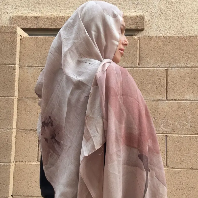 Brown floral modal hijab