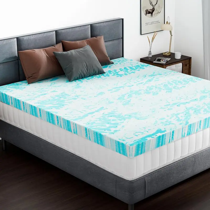 Queen Size Memory Foam Bed Topper with Cooling Gel Infusion for Cozy Sleep High-Density Support and Pressure Relief Mattress Cooler