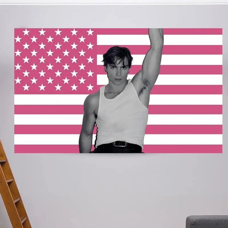 Nicholas Chavez Patriotic Rectangular Pink American Tapestry Flag - 40in x 60in Funny Meme Wall Decor with Lyle Menendez, Monsters, Rafe Cameron Prints