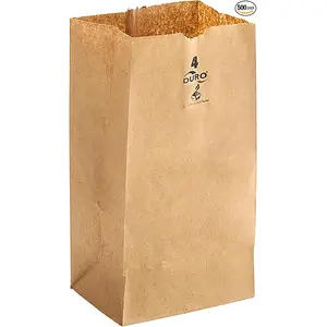 Duro 4 lb. Natural Kraft Paper Bag,  #4 Paper Grocery Bags, Durable Kraft Paper Bags, 100/Bundle ,500/Case