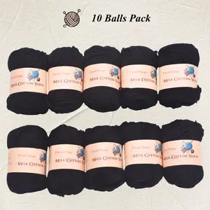 ThinkThings Black Acrylic Yarn for Crocheting 10 Balls Pack 6PLY 17.6 Ounces Beginner Friendly Crocheting Thread