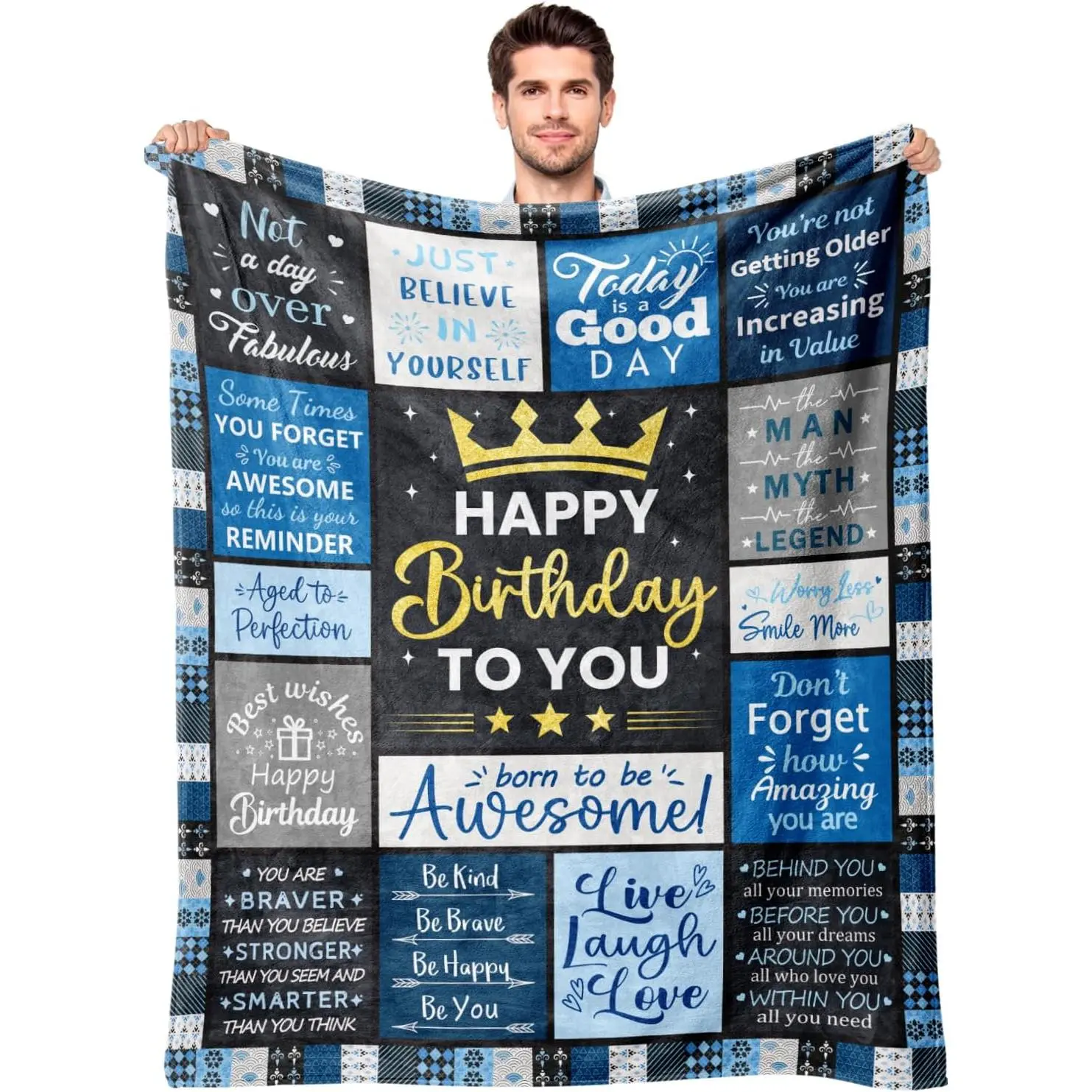 Birthday Gifts for Men Blanket 60"X 50" Unique Gifts for Men Happy Birthday Decorations Mens Birthday Gifts Ideas for Dad Grandpa Boyfriend Husband (60"X50", Mens Birthday)