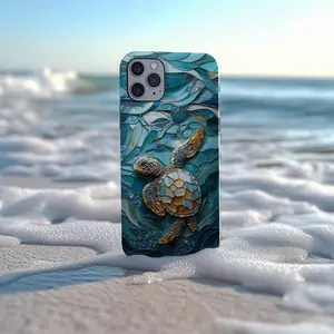 Sea Turtle Stained Glass Effect Magnetic Phone Case, Protective Shell, Ocean Animal Print, Unique Gift.Case Suitable for IP 11 12 13 14 15 16 17Pro, Plus, Promax,Tough Case