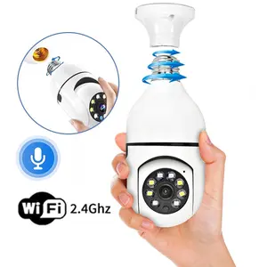 Indoor Home Security Light Bulb Camera, 2.4G Wireless WiFi, 360° Panoramic View, Full Color Night Vision, Human Detection, Two-Way Audio, E27 Screw-in Design for Living Room Use, WiFi Indoor Cameras, Night Vision Surveillance