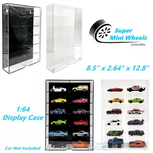 Showcase 1:64 - 12 Cars Display Case Wall Mount With Cover  8.5″ x 2.64″ x 12.8″ Mijo Exclusives
